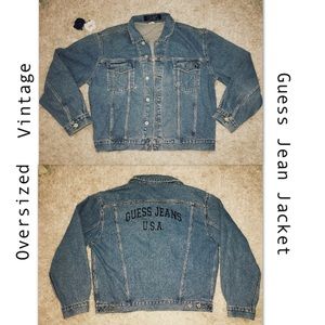 🌞VINTAGE OVERSIZED GUESS JEAN JACKET!